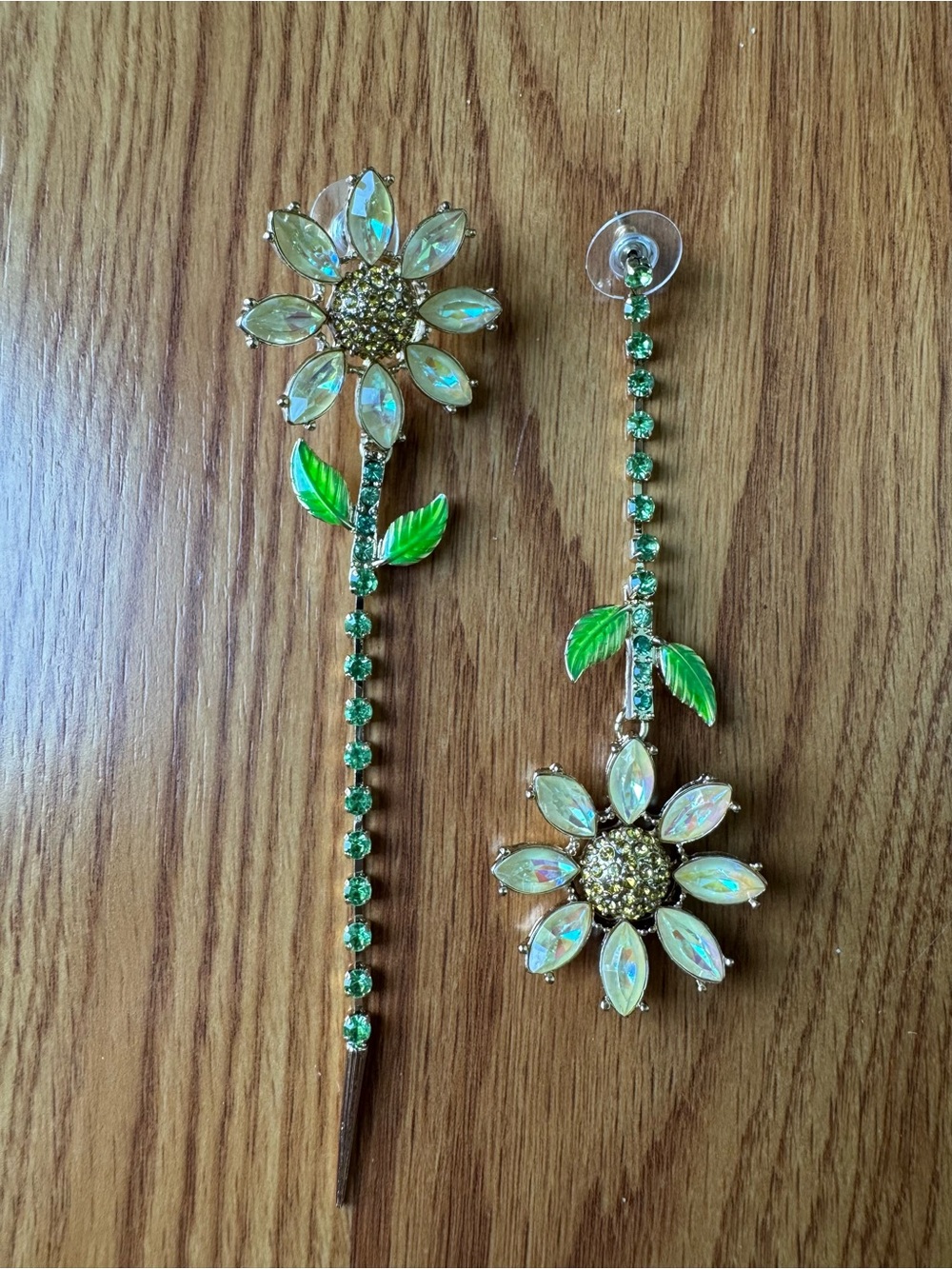Betsey Johnson Asymmetrical Flower Drop Earrings